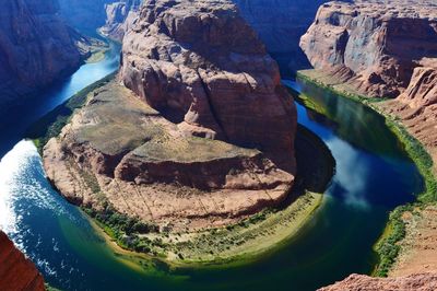 High angle view of iconic rock structure in river