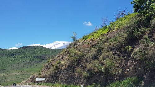 Scenic view of landscape against clear blue sky