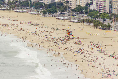 High angle view of people at beach