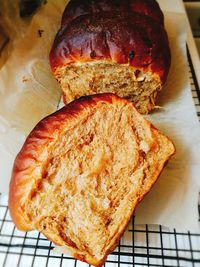 High angle view of bread on table