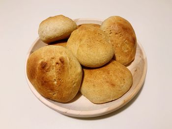 High angle view of bread in plate