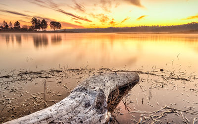 Scenic view of sea during sunset