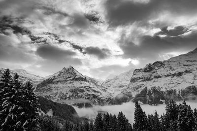 Low angle view of mountains against sky