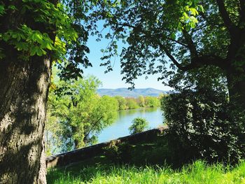 Scenic view of lake against sky