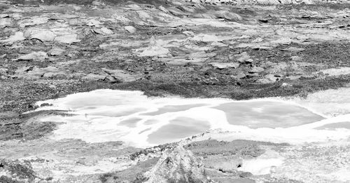 High angle view of sea shore during winter