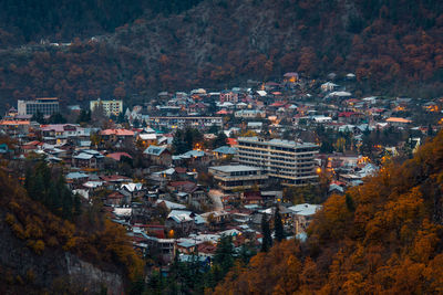 High angle view of buildings in city