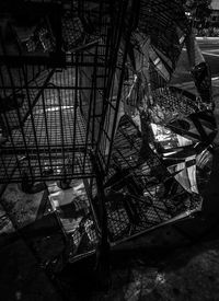 High angle view of old metal structure