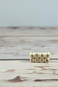Close-up of text on table