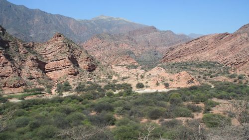 Scenic view of rocky mountains against sky