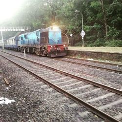 Train on railroad station platform