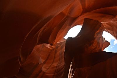 Low angle view of rock formation at antelope canyon