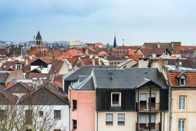 High angle view of townscape against sky