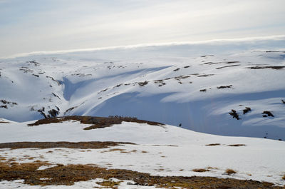 Scenic view of mountain range against sky