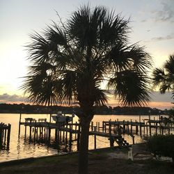 Scenic view of sea at sunset