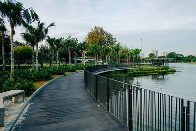 Bridge over river against sky