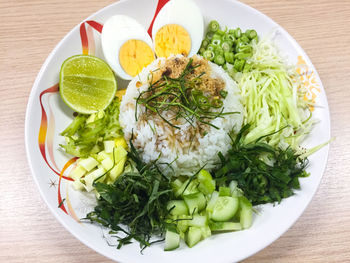 Close-up of salad in plate on table