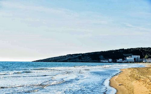 Scenic view of sea against sky during winter