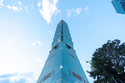 Low angle view of modern building against sky