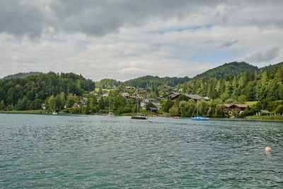 Scenic view of lake against sky