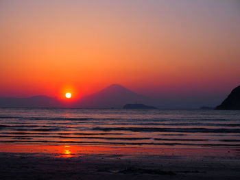 Scenic view of sea during sunset