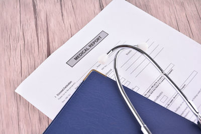 High angle view of pen on table