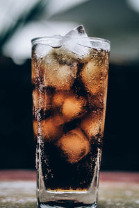 Close-up of drink in glass on table