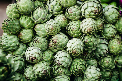 Full frame shot of artichokes at market