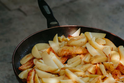 High angle view of pasta in plate