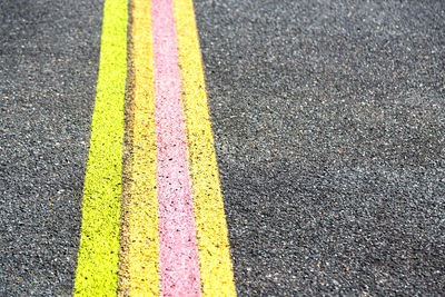 High angle view of zebra crossing on road
