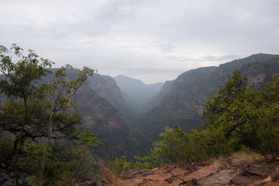 Scenic view of mountains against sky