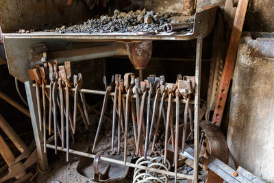 Rusty metallic structure in abandoned building