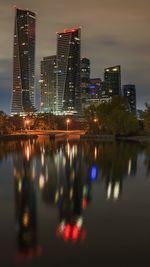 Illuminated city at night