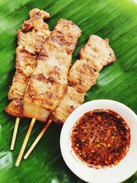 High angle view of food on table