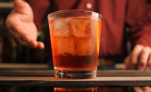 Close-up of beer in glass