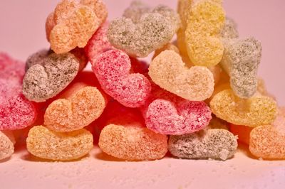 Close-up of colorful candies on table