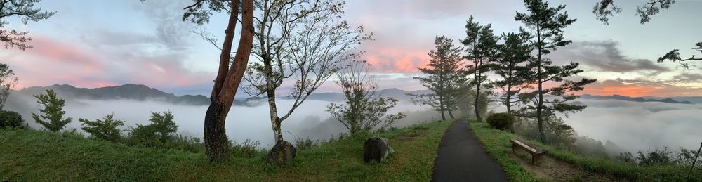 Panoramic view of landscape against sky during sunset