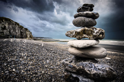 Stack of stones on beach