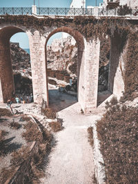 High angle view of arch bridge