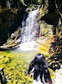 Scenic view of waterfall