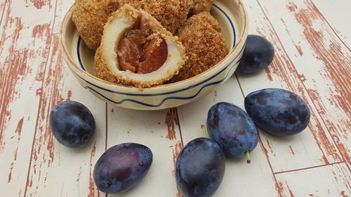 High angle view of food on table