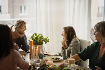 Family eating dinner at home