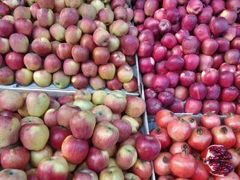 Full frame shot of apples at market stall