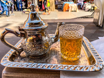 Close-up of tea served on table