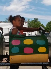 Cute girl playing in playground