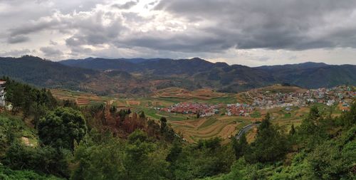 High angle view of landscape against sky