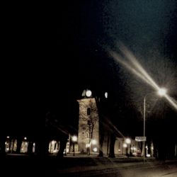 View of illuminated street light at night