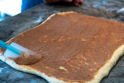 Close-up of bread on cutting board