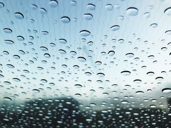 Full frame shot of raindrops on window
