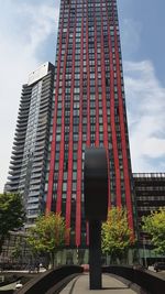 Low angle view of skyscraper against sky