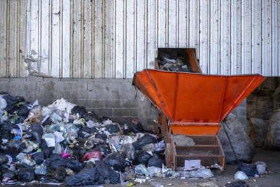 High angle view of garbage bin